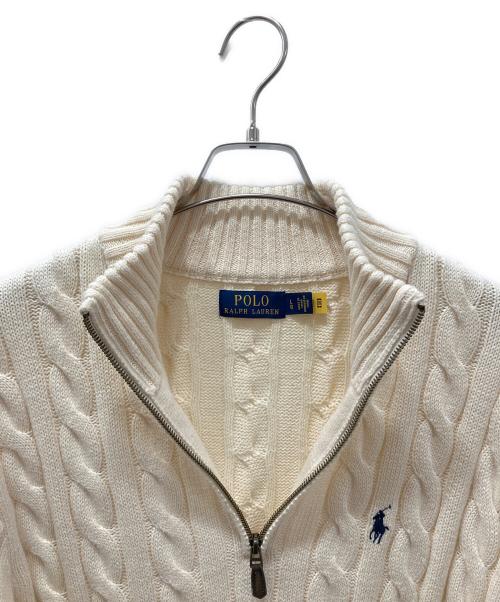 POLO RALPH LAUREN（ポロ・ラルフローレン）POLO RALPH LAUREN (ポロ・ラルフローレン) ハーフジップ ケーブルニット ベージュ サイズ:Lの古着・服飾アイテム