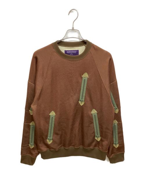 NEPENTHES（ネペンテス）NEPENTHES (ネペンテス) ジップデザイン スウェット ブラウン サイズ:Mの古着・服飾アイテム