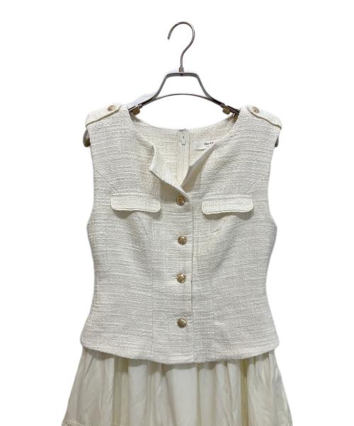 HER LIP TO（ハーリップトゥ）HER LIP TO (ハーリップトゥ) Emma Tweed Docking Dress ノースリーブワンピース/エマツイードドッキングドレス ホワイト サイズ:Sの古着・服飾アイテム