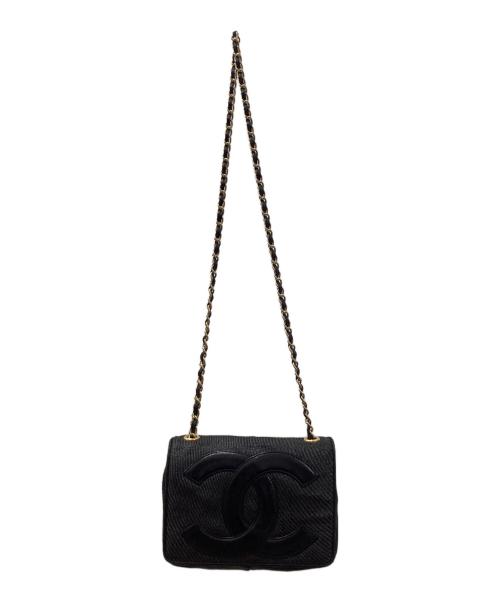 CHANEL（シャネル）CHANEL (シャネル) ストロー ロゴチェーンショルダーバッグ ブラックの古着・服飾アイテム