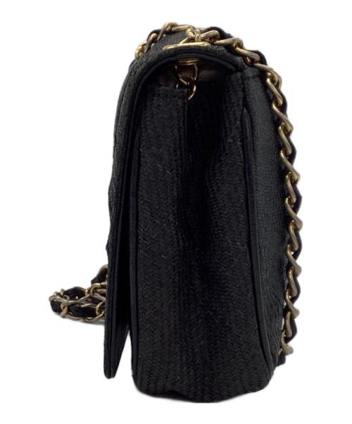 CHANEL（シャネル）CHANEL (シャネル) ストロー ロゴチェーンショルダーバッグ ブラックの古着・服飾アイテム