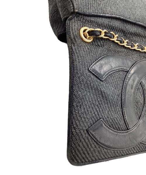 CHANEL（シャネル）CHANEL (シャネル) ストロー ロゴチェーンショルダーバッグ ブラックの古着・服飾アイテム