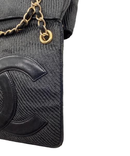 CHANEL（シャネル）CHANEL (シャネル) ストロー ロゴチェーンショルダーバッグ ブラックの古着・服飾アイテム