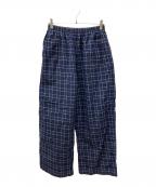 BALENCIAGAバレンシアガ）の古着「18AW ウールチェックフレアパンツ」｜ネイビー