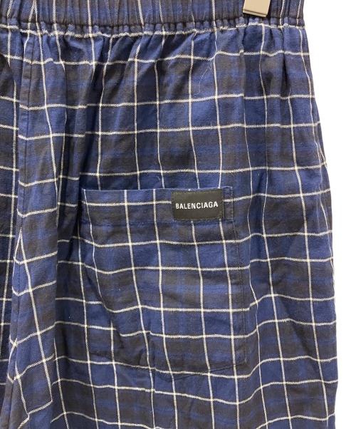 BALENCIAGA（バレンシアガ）BALENCIAGA (バレンシアガ) 18AW ウールチェックフレアパンツ ネイビー サイズ:40の古着・服飾アイテム