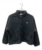 DANTONダントン）の古着「DOUBLE FACE BOA STAND COLLAR CARDIGAN フリースジャケット」｜ブラック