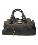 Chloeクロエ）の古着「パディントンツイードレザーハンドバッグ」｜ブラック