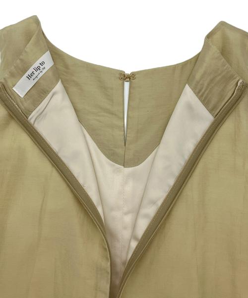 HER LIP TO（ハーリップトゥ）Her lip to (ハーリップトゥ) Bicolor-Trim Flared Romper ベージュ サイズ:Sの古着・服飾アイテム