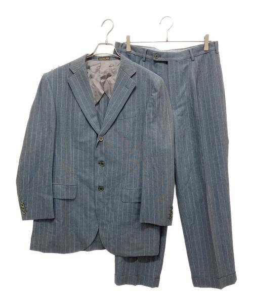 LORO PIANA（ロロピアーナ）LORO PIANA (ロロピアーナ) ウールリネン ストライプ 3Bセットアップスーツ ブルー×イエロー サイズ:48Bの古着・服飾アイテム