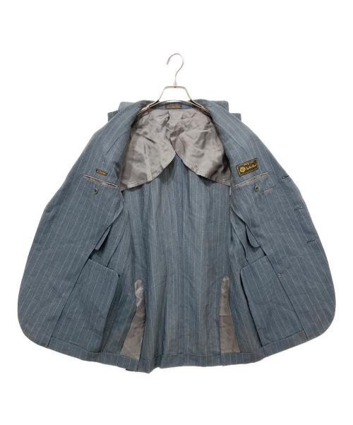 LORO PIANA（ロロピアーナ）LORO PIANA (ロロピアーナ) ウールリネン ストライプ 3Bセットアップスーツ ブルー×イエロー サイズ:48Bの古着・服飾アイテム
