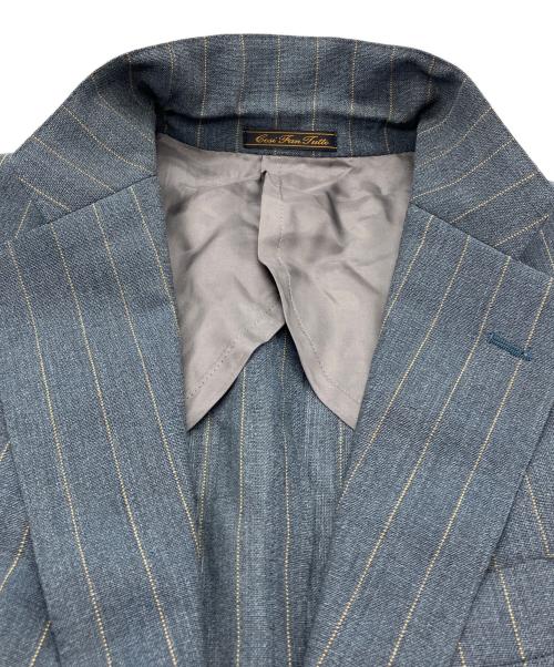 LORO PIANA（ロロピアーナ）LORO PIANA (ロロピアーナ) ウールリネン ストライプ 3Bセットアップスーツ ブルー×イエロー サイズ:48Bの古着・服飾アイテム