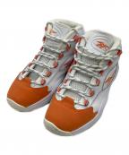 REEBOKリーボック）の古着「QUESTION MID ハイカットスニーカー」｜ホワイト×オレンジ