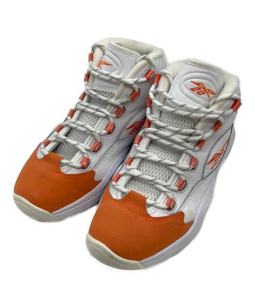 REEBOK（リーボック）REEBOK (リーボック) QUESTION MID ハイカットスニーカー ホワイト×オレンジ サイズ:27の古着・服飾アイテム