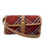 BURBERRY BLUE LABELバーバリー ブルー レーベル）の古着「チェック柄ミニショルダーバッグ」｜レッド
