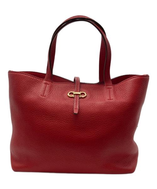 Salvatore Ferragamo（サルヴァトーレ フェラガモ）Salvatore Ferragamo (サルヴァトーレ フェラガモ) レザー ガンチーニ トートバッグ レッドの古着・服飾アイテム