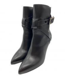 BOTTEGA VENETA（ボッテガベネタ）の古着「レザーヒール ショートブーツ」｜ブラック