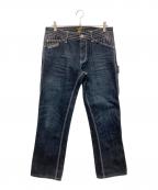 VANSONバンソン）の古着「フライングスター刺繍ペインターデニムパンツ」｜ブラック