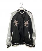 CONVERSE TOKYOコンバーストウキョウ）の古着「CHERRY BLOSSAM SOUVENIR JACKET オーバーサイズスカジャン」｜ホワイト×ブラック
