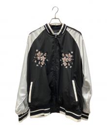 CONVERSE TOKYO（コンバーストウキョウ）の古着「CHERRY BLOSSAM SOUVENIR JACKET オーバーサイズスカジャン」｜ホワイト×ブラック