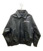 A'gemエージェム）の古着「ANGEL PU STADIUM JACKET フェイクレザージャケット」｜ブラック