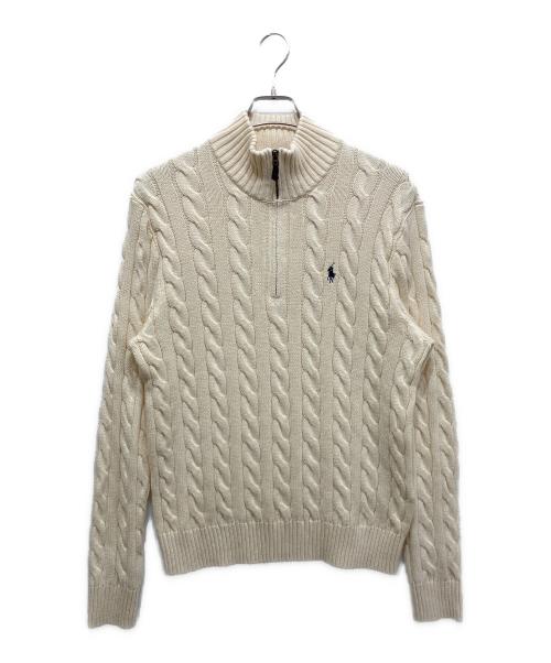 POLO RALPH LAUREN（ポロ・ラルフローレン）POLO RALPH LAUREN (ポロ・ラルフローレン) ハーフジップケーブルニット アイボリー サイズ:Mの古着・服飾アイテム