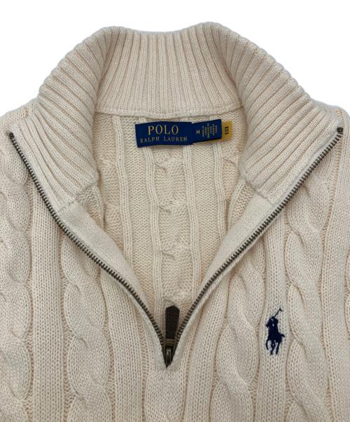 POLO RALPH LAUREN（ポロ・ラルフローレン）POLO RALPH LAUREN (ポロ・ラルフローレン) ハーフジップケーブルニット アイボリー サイズ:Mの古着・服飾アイテム
