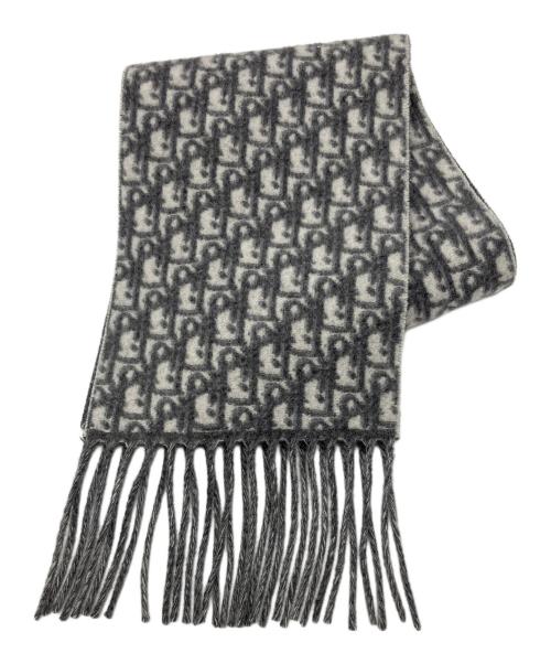 Christian Dior（クリスチャン ディオール）Christian Dior (クリスチャン ディオール) Dior Oblique Scarf オブリーク  カシミヤマフラー グレーの古着・服飾アイテム