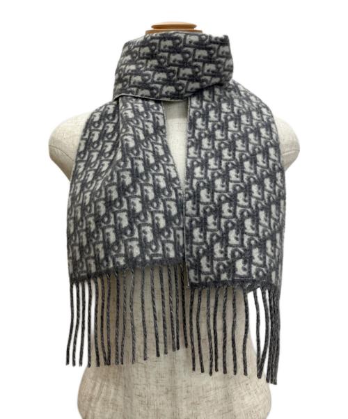 Christian Dior（クリスチャン ディオール）Christian Dior (クリスチャン ディオール) Dior Oblique Scarf オブリーク  カシミヤマフラー グレーの古着・服飾アイテム