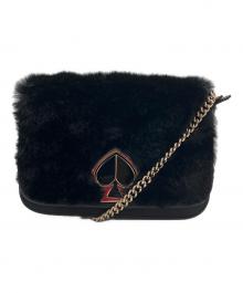 Kate Spade（ケイトスペード）の古着「Nicola Faux Fur Twist Lock Wallet/ニコラ フェイク ファー ツイスト ロック ウォレット」｜ブラック