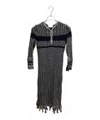 Mame Kurogouchiマメクロゴウチ）の古着「Rib Jacquard Pedicel Knit Dress」｜ブラック×ホワイト