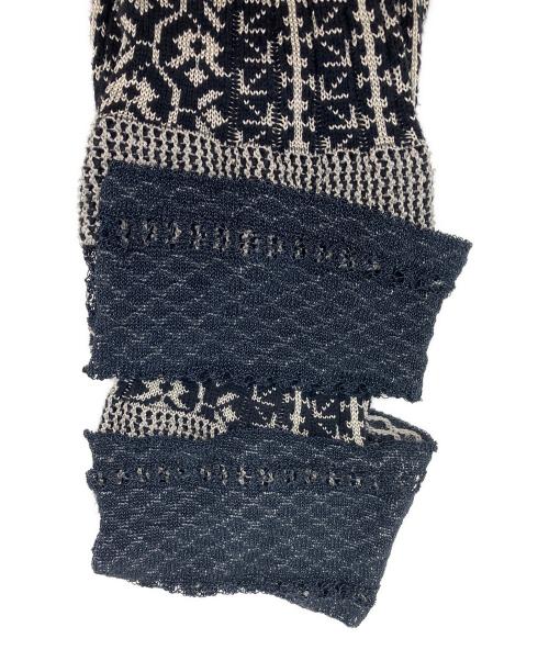 Mame Kurogouchi（マメクロゴウチ）Mame Kurogouchi (マメクロゴウチ) Rib Jacquard Pedicel Knit Dress ブラック×ホワイト サイズ:2の古着・服飾アイテム