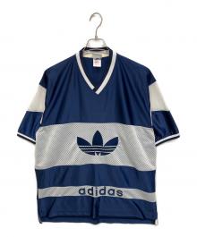 adidas（アディダス）の古着「90S トレフォイルロゴ ゲームシャツ」｜ホワイト×ネイビー
