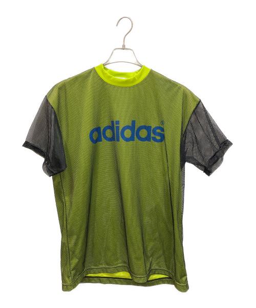 adidas（アディダス）adidas (アディダス) 80S ロゴ メッシュ ゲームシャツ ブラック×グリーン サイズ:L-Oの古着・服飾アイテム
