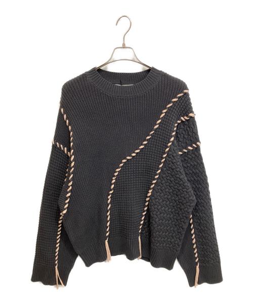 ZARA（ザラ）ZARA (ザラ) MAISON SPECIAL (メゾンスペシャル) 別注ステッチセーター グレー×ピンク サイズ:Sの古着・服飾アイテム