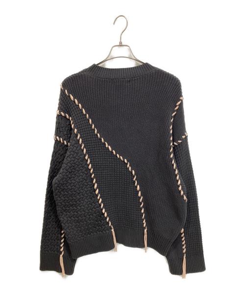 ZARA（ザラ）ZARA (ザラ) MAISON SPECIAL (メゾンスペシャル) 別注ステッチセーター グレー×ピンク サイズ:Sの古着・服飾アイテム