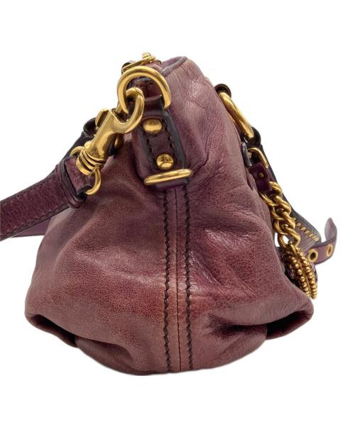 MIU MIU（ミュウミュウ）MIU MIU (ミュウミュウ) レザー スタッズ 2WAYショルダーバッグ パープルの古着・服飾アイテム