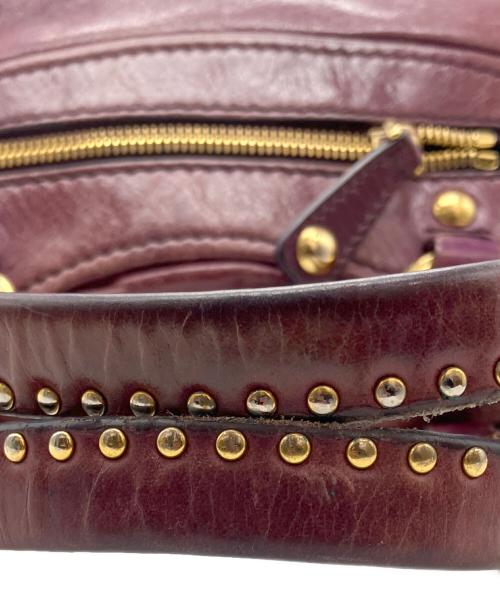 MIU MIU（ミュウミュウ）MIU MIU (ミュウミュウ) レザー スタッズ 2WAYショルダーバッグ パープルの古着・服飾アイテム