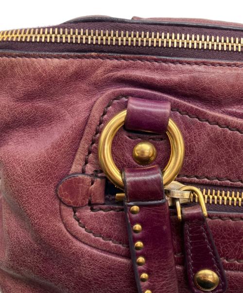 MIU MIU（ミュウミュウ）MIU MIU (ミュウミュウ) レザー スタッズ 2WAYショルダーバッグ パープルの古着・服飾アイテム