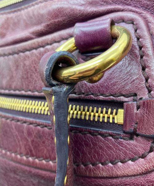 MIU MIU（ミュウミュウ）MIU MIU (ミュウミュウ) レザー スタッズ 2WAYショルダーバッグ パープルの古着・服飾アイテム