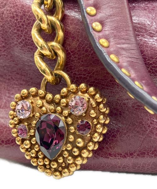MIU MIU（ミュウミュウ）MIU MIU (ミュウミュウ) レザー スタッズ 2WAYショルダーバッグ パープルの古着・服飾アイテム