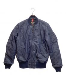 ALPHA×BACK NUMBER×KAIHARA DENIM（アルファ×バックナンバー×カイハラ デニム）の古着「WASHI DENIM MA-1 ジャケット」｜インディゴ