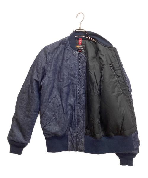 ALPHA（アルファ）ALPHA (アルファ) BACK NUMBER (バックナンバー) KAIHARA DENIM (カイハラ デニム) WASHI DENIM MA-1 ジャケット インディゴ サイズ:Mの古着・服飾アイテム