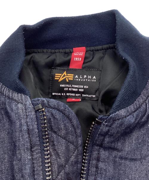 ALPHA（アルファ）ALPHA (アルファ) BACK NUMBER (バックナンバー) KAIHARA DENIM (カイハラ デニム) WASHI DENIM MA-1 ジャケット インディゴ サイズ:Mの古着・服飾アイテム