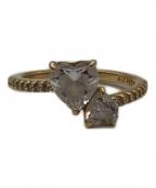 PANDORAパンドラ）の古着「ダブルハート スパークリング ゴールド リング」