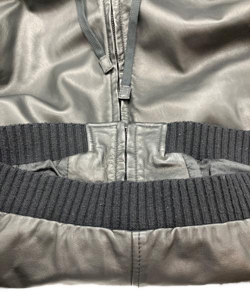 DOLCE & GABBANA（ドルチェ＆ガッバーナ）DOLCE & GABBANA (ドルチェ＆ガッバーナ) ラムレザー フーデッドジャケット ブラック サイズ:44の古着・服飾アイテム