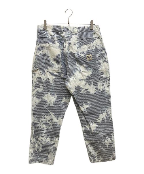 stussy（ステューシー）stussy (ステューシー) ヒッコリーストライプワークパンツ ホワイト×ブルー サイズ:32の古着・服飾アイテム