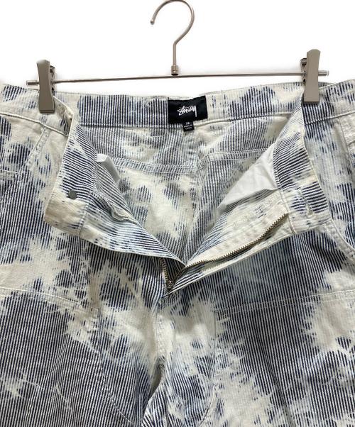 stussy（ステューシー）stussy (ステューシー) ヒッコリーストライプワークパンツ ホワイト×ブルー サイズ:32の古着・服飾アイテム