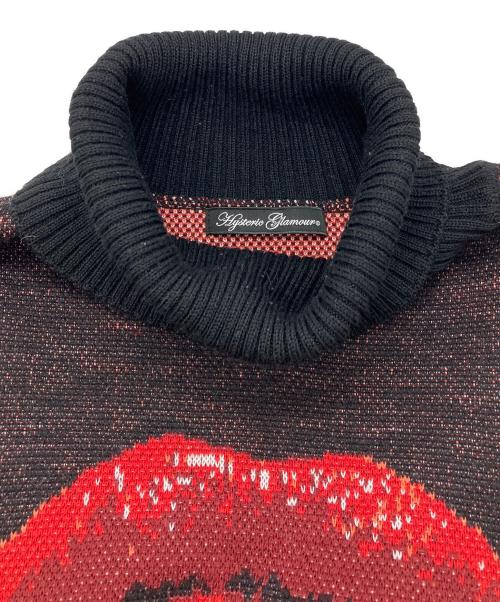 Hysteric Glamour（ヒステリックグラマー）Hysteric Glamour (ヒステリックグラマー) ICH BITCH LIPジャカード プルオーバー ニット ブラック×レッド サイズ:freeの古着・服飾アイテム