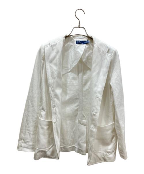 POLO RALPH LAUREN（ポロ・ラルフローレン）POLO RALPH LAUREN (ポロ・ラルフローレン) 25SS ロゴクレストコットンジャージーブレザー ホワイト サイズ:6の古着・服飾アイテム