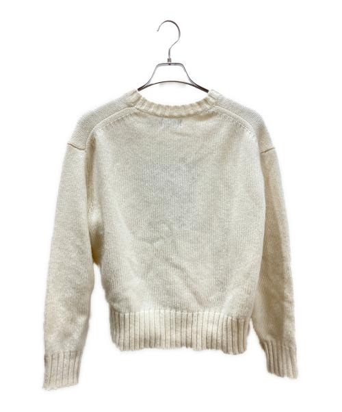 POLO RALPH LAUREN（ポロ・ラルフローレン）POLO RALPH LAUREN (ポロ・ラルフローレン) Pロゴ ウールブレンド クルーネック セーター アイボリー サイズ:Mの古着・服飾アイテム